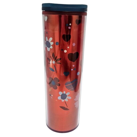 Starbucks 2023 Valentine's Red Confetti Floral Cold Swivel Top Tumbler 16OZ New - Picture 2 of 6